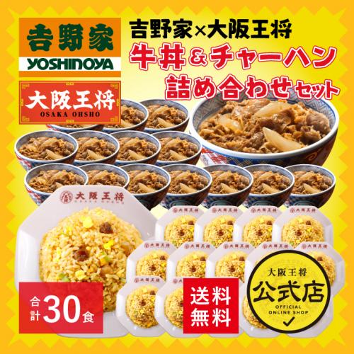 吉野家×大阪王将 牛丼&直火炒めチャーハン詰め合わせセット(合計30食)コラボ